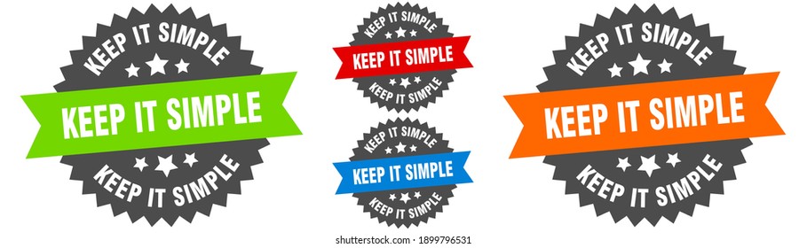 keep it simple sign. round ribbon label set. Stamp