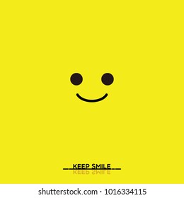 keep smile face yellow flat simple vector illustration