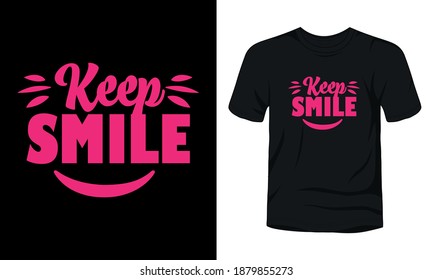 Diseño de camisetas con tipografía "Keep Smile".