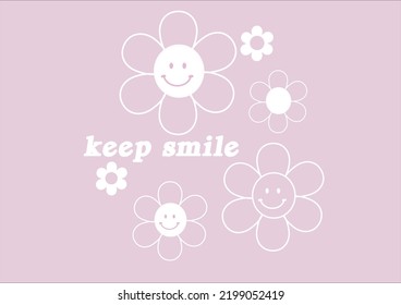 keep smiling text vector design hand drawn