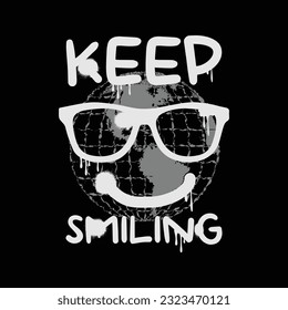 Sigue sonriendo, eslogan de tipografía para el diseño de camisetas impresas
