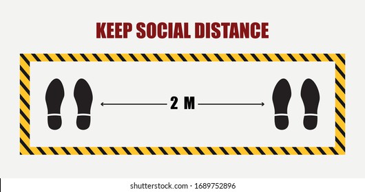 Keep Social Distance 2 Meter For Prevention Of Spreading The Infection In Covid-19. Vector Illustration Of 2 People Icon With 2 Meter Distance Concept