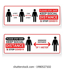 Keep social distance 2m. keep distance six feet vector eps.