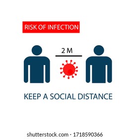 Keep a social distance. The concept of prevention of coronavirus. Poster. Vector illustration