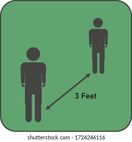 soziale Distanz zu halten. Symbol für eine Person im flachen Stil.