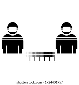mantener la distancia social. icono de persona de estilo plano. icono del tema covid-19