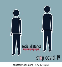 mantener la distancia social. icono de persona de estilo plano. icono del tema covid-19