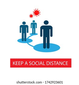 Keep a social distance. Icon. Sticker. Vector flat illustration