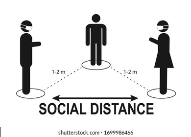 Keep social distance icon vector isolate  