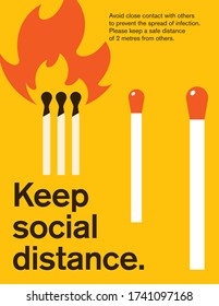 Keep social distance. A poster that uses a clear visual metaphor to persuade you to avoid close contact, so as not to get infected