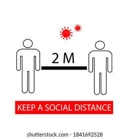 Keep a social distance. Prevention of coronavirus infection. Sticker, icon