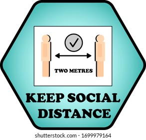 keep social distance, coronavirüs prevention, hexagon icon.