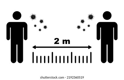 Keep Social Distance. Preventive Measure For Safety Life. No Group Meeting. Safety Distance Of 2 Meter. Warning Danger. 