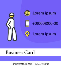 Keep social distance square business card.Person entering covid infection area marketing template.Concept of pandemic health safety recommendations abstract design.Layout illustration page with icon