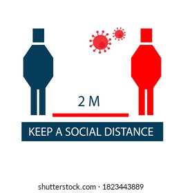 Keep a social distance. Sticker, icon. Vector illustration