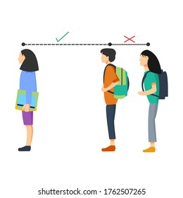 keep a social distance when waiting in line not too close to one another