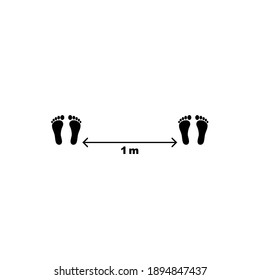 Keep Social Distancing Foot-Step Icon Black White Vector