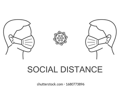Keep Social distancing icon - Coronavirus pandemic 2019-ncov prevention icon- Virus spread prevention - avoiding social contacts with people - Quarantine measures sign - 
