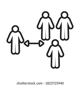 keep the social distancing icon over white background, line style, vector illustration