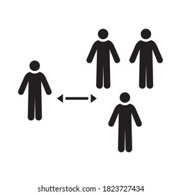 keep the social distancing icon over white background, silhouette style, vector illustration
