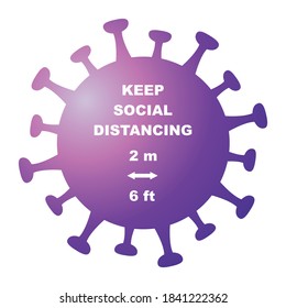Keep social distancing, vector, banner, purple color