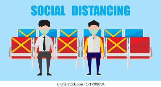 Keep Social Distancing, X marks the spot where you cannot sit and being told to mind the gap between one another