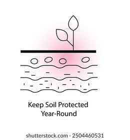 Keep Soil Protected Year Round icon with Editable Stroke.