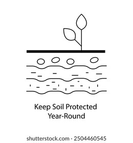 Keep Soil Protected Year Round icon with Editable Stroke.