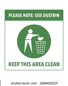 Keep This Area Clean Notice Vector Illustration