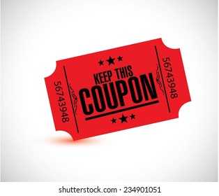 keep this coupon. red ticket illustration design over a white background