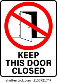 Keep this door closed, warning and ban sign.