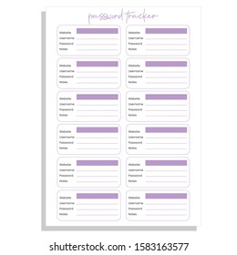 Keep track of all your usernames and passwords with this handy password log. Never forget your passwords again!