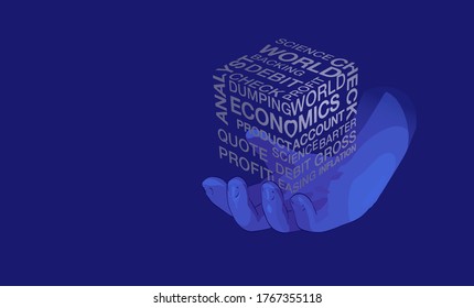 seguir de cerca la situación económica. concepto de vigilancia de la situación económica. concepto de economía mundial. TENDENCIA DE COLOR 2020 Azul fantasma. eps10 vectoriales