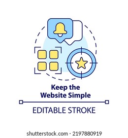 Keep website simple concept icon. Minimal design. Mobile first key element abstract idea thin line illustration. Isolated outline drawing. Editable stroke. Arial, Myriad Pro-Bold fonts used