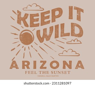 Conservar el diseño de la huella vectorial silvestre para la impresión de camisetas, afiches, pegatinas, fondo y otros usos. Obra artística de tipografía del desierto de Arizona.