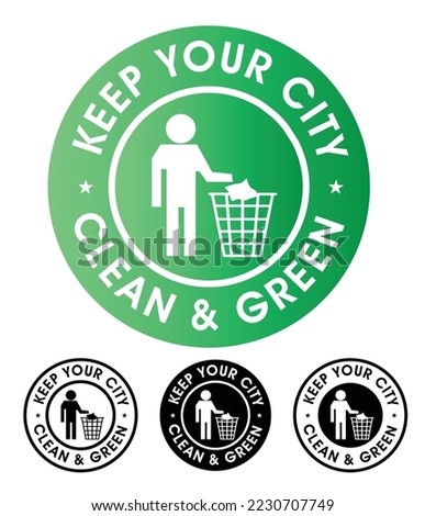 keep your city clean and green vector icon set, green in color. environmental abstract