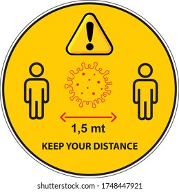 Keep Your Distance  1,5 meters Social Distancing Instruction Sign Vector Safety distance Icon
