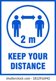 Halten Sie Ihre Distanz 2 m oder 2 Meter Vertikal Instruction Icon mit einem Seitenverhältnis von 3:4.. Vektorbild.
