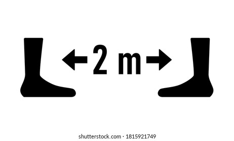 Keep Your Distance 2 m or 2 Metres Social Distancing Sign. Vector Image.