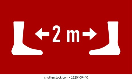 Keep Your Distance 2 m or 2 Metres Sign. Vector Image.