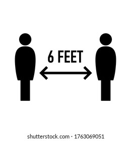 Keep Your Distance 6 Feet Or 6 Ft Social Distance Instruction Icon. Vector Image.