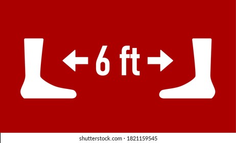 Keep Your Distance 6 Ft Or 6 Feet Sign. Vector Image.