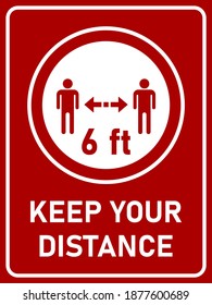 Behalten Sie Ihr Distanz-Symbol für die vertikale dreieckige soziale Distanz (2 m oder 2 m) mit einem Seitenverhältnis von 3:4. Vektorbild.