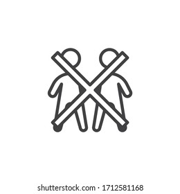 Behalten Sie Ihr Distanzzeilensymbol. lineares Stilzeichen für mobiles Konzept und Webdesign. Das Untersagungszeichen für soziale Entfernungen umreißt die Vektorillustration. Koronavirus-Präventivsymbol, Logo-Illustration