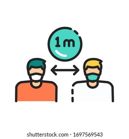 Keep your distance to prevent spread coronavirus. Social distancing. Healthcare. Pictogram for web page, mobile app, promo. Editable stroke.
