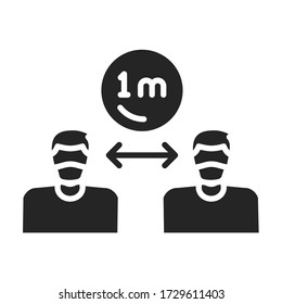 Keep your distance to prevent spread coronavirus black glyph icon. Social distancing. Healthcare. Pictogram for web page, mobile app, promo