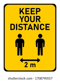 Keep Your Distance Social Distancing 2 Meters Instruction Icon. Vector Image.