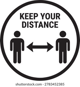 Keep your distance social distancing sign illustration