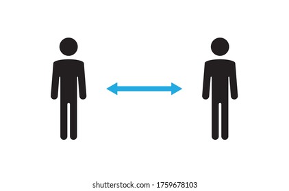Mantén tu distancia. Medidas de prevención social para la prevención del coronavirus. Signo de advertencia con el icono de persona.