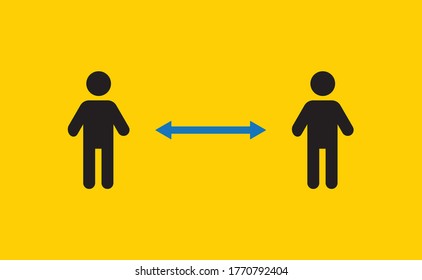Keep your distance. Social preventive measure for coronavirus prevention. Warning sign with person icon.